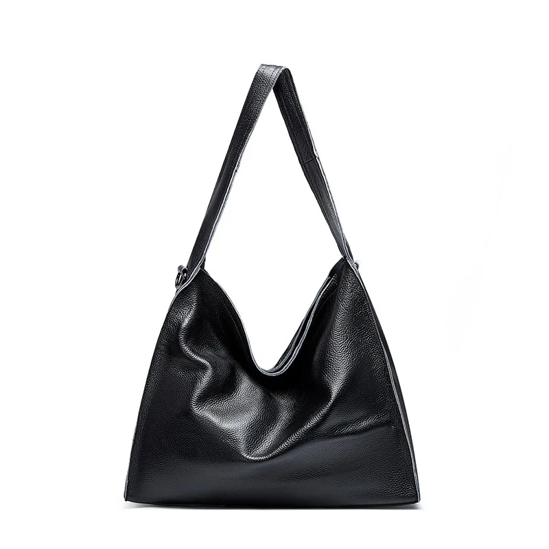 

Women Handbag 100% Genuine Leather Fashion Soft Hobo Casual Tote Black Hobo Purse Handbag Real Leather