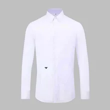 

Little Bee Embroidered Men's Shirt Solid Color Long Sleeve European Station Business Casual European Style Slim White Shirt