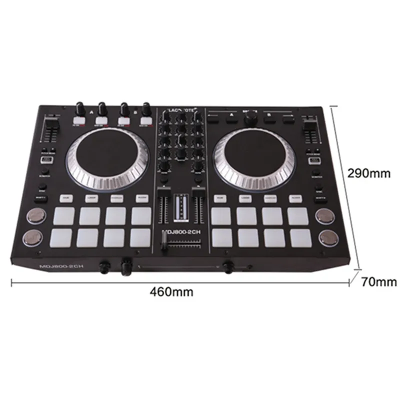 2 канальный аудио контроллеры чипы ic компьютер dj дисковая машина EQ баланс управления музыкой 8 драйвер звукового сигнального устройства смеси микрофон подключения гарнитуры - Цвет: Черный