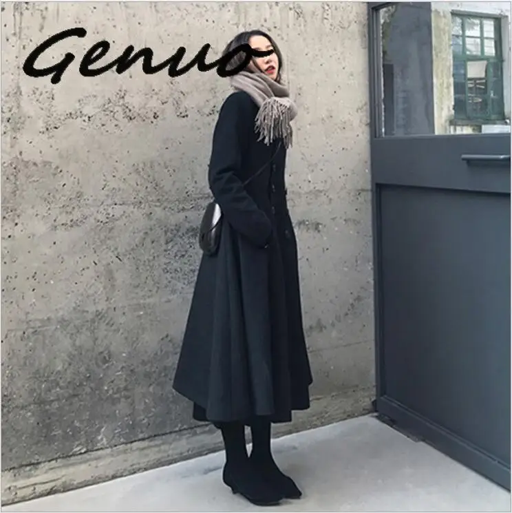 Genuo; сезон осень-зима; французский стиль; средней длины; Waitmore2019; сезон осень-зима; шерстяная куртка в Корейском стиле; шерстяная одежда для женщин