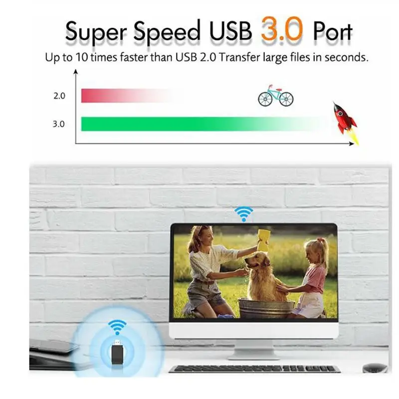 Беспроводной USB WiFi адаптер 1200 Мбит/с USB 3,0 Диапазон двойной Bluetooth 5,0 Встроенная антенна Wifi ключ беспроводной Bluetooth передатчик