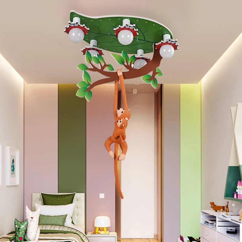 

Nordic Cartoon Monkey Chandelier Lights E27 Monkey Climbing Tree Children Bedroom Ceiling Lamps Modern Household Art Fixtures