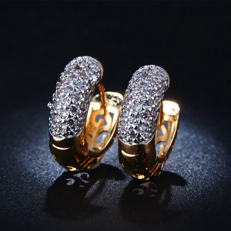 MDEAN Gold Color Hoop Earrings for Women AAA Zircon Engagement High end