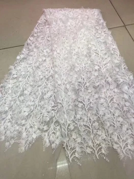 

2018 High Quality African Lace Fabrics Embroidered Tulle 5yards Lace beaded High Quality For Wedding Nigerian Material FJ2798