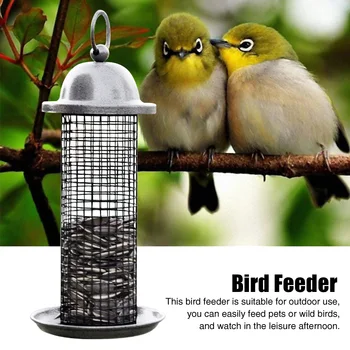 

Bird Feeder Food Dispenser Metal Mesh Park Canary Nuts Garden Decoration Pet Supplies With Hanging Ring Backyard Parrot Portable
