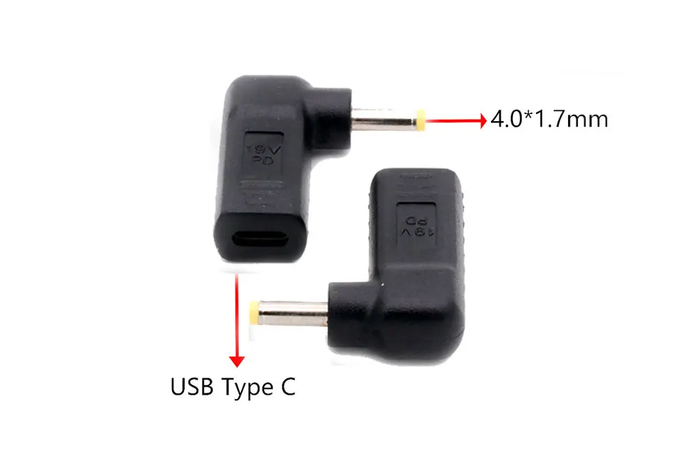 USB del ordenador portátil adaptador de conector de tipo C hembra a macho Jack Converter 4.0 1.35 mm 