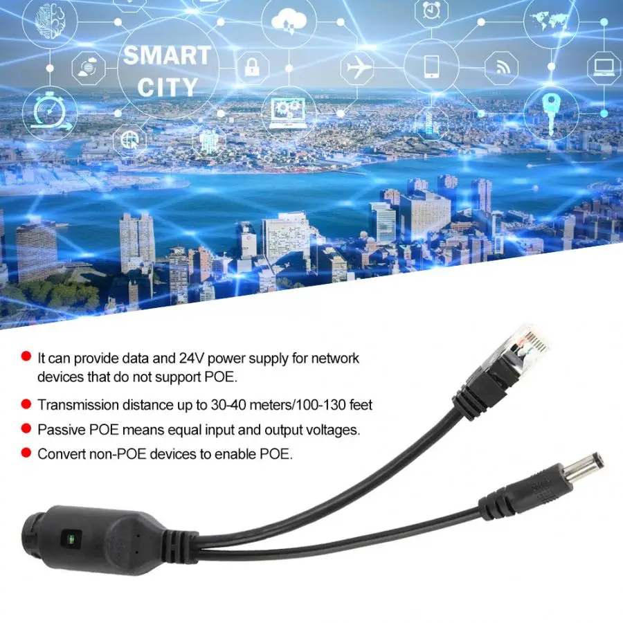 24 В Водонепроницаемая ip-камера питания через Ethernet адаптер POE кабель сплиттер инжектор
