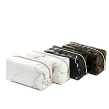 Large Cute Pencil Case Pouch Pen Box Zipper Bags Marble Makeup Storage Supplies for Student