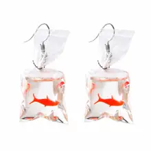 Серьги золотые рыбки прозрачная сумка длинные висячие серьги ювелирные изделия для женщин летние богемные массивные золотые рыбки серьги с крючками