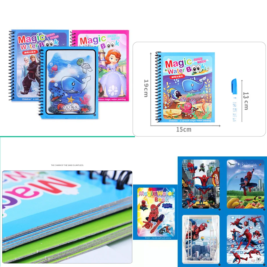 

HOT Magic Water Drawing Book Coloring Book Doodle & Magic Pen Painting Drawing Board For Kids Toys Birthday Gift