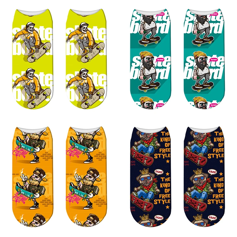 New 3D Printing Women's Skull Punk Socks Funny Comfortable Kawaii Socks Unisex Harajuku Girl Gift Ankle Socks Meias Femininas