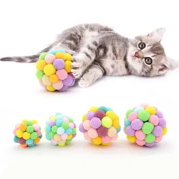 

Funny Interactive Squeaky Cat Toy Pet Kitten Rainbow Bell Ball Toys Claws Thumb Bite For Cats Cat Supply