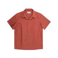 Red Tornado Men Cuban Collar Shirts Retro Plain Short Sleeved Tee Shirts Boxy Fit 1