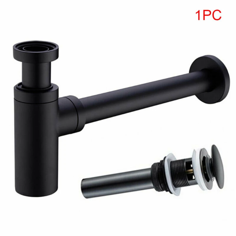 

Basin Bottle Trap Brass Bathroom Sink Siphon Drains With Pop-Up Drain Matte Black Basin Sink Bottle Trap Adjustable