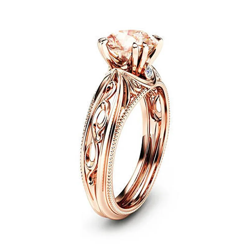 Европейские и американские модные ювелирные изделия с фианитом принцесса обручальное кольцо из розового золота дизайн Золотое кольцо
