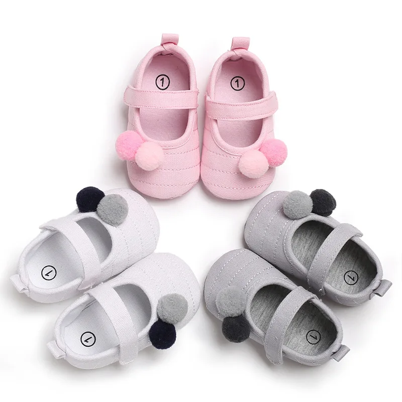 

BABY'S Shoes 0-1-Year-Old Spring And Autumn New Style Princess Shoes Soft Bottom Furry Ball Baby Shoes Cute Toddler Shoes