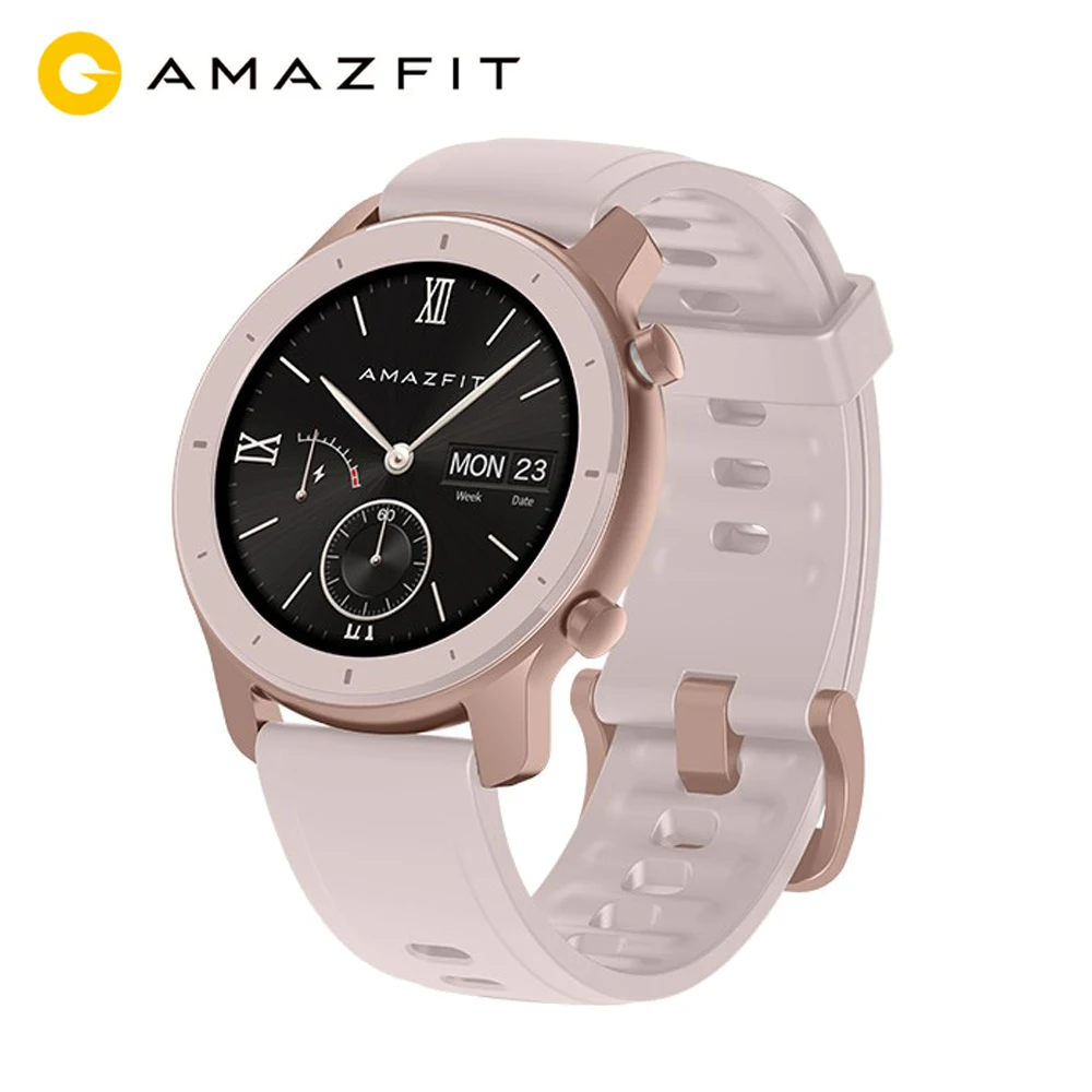 Huami, AMAZFIT GTR, 42 мм, Смарт-часы, 5 АТМ, водонепроницаемые часы, 1,2 дюймов, AMOLED, gps+ ГЛОНАСС, мужские Смарт-часы, 12 дней, срок службы батареи