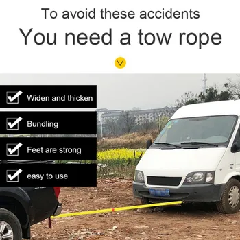 

5 Ton Car Tow Cable 3M Heavy Duty Automobile Towing Pull Rope The Forged Hook With Safety Latch Car Rescue Tools