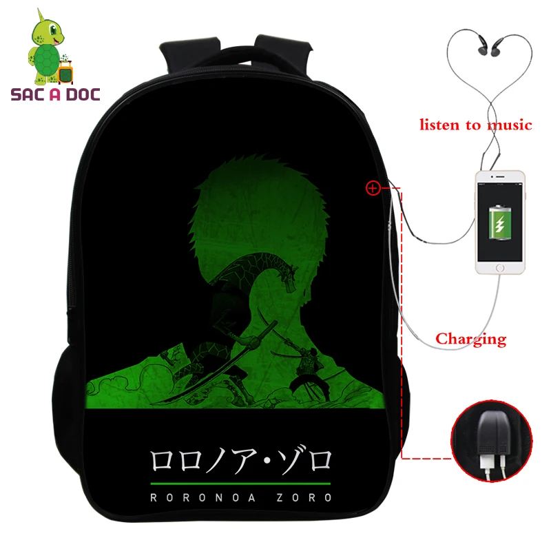 Mochila аниме один кусок рюкзаки многофункциональный USB зарядка латоп рюкзак школьные сумки для подростков девочек мальчиков путешествия рюкзак - Цвет: 29