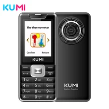Kumi desbloqueado característica celular com termômetro infravermelho flashlig sênior crianças duplo sim cartão celular bluetooth