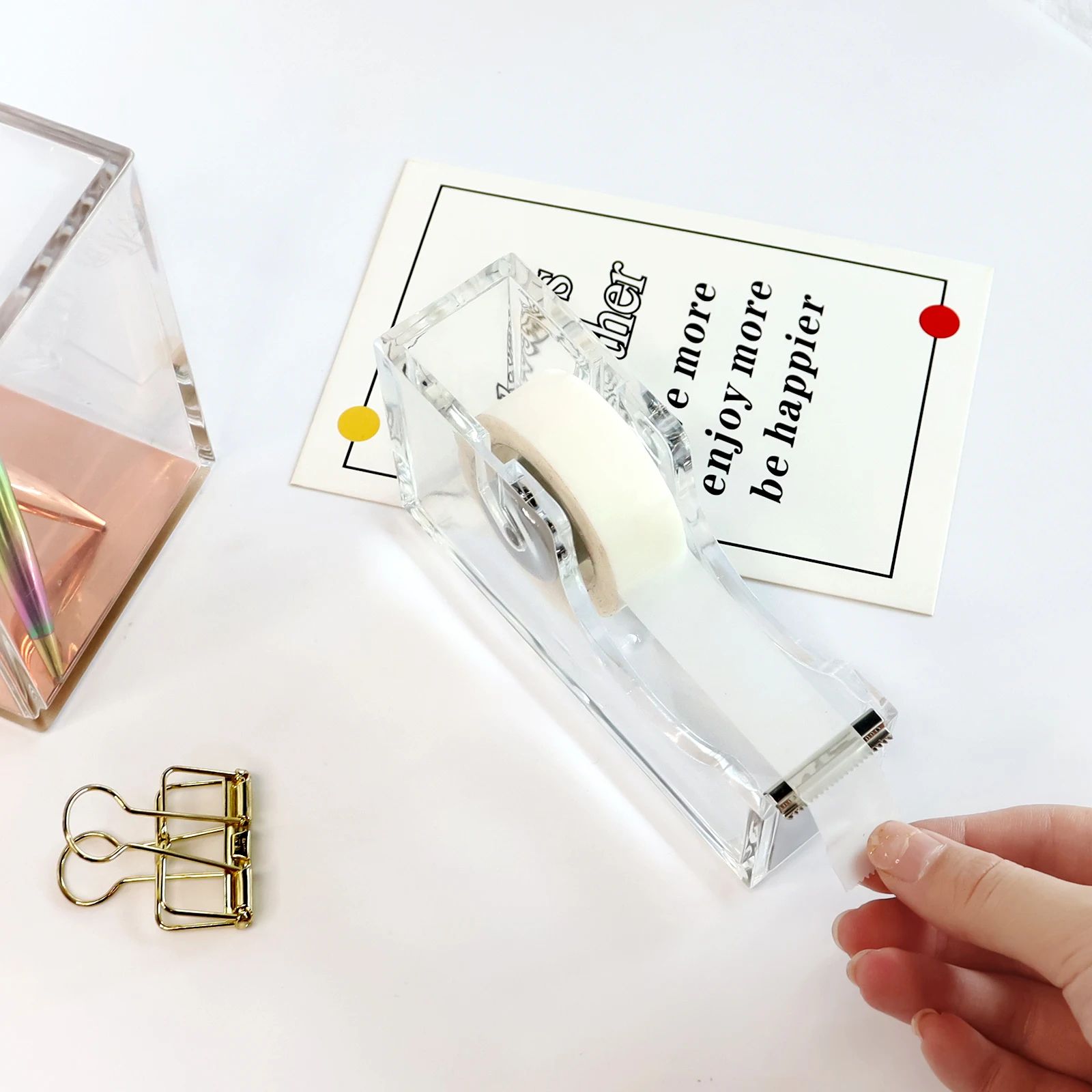 Acrylic Silver Office Supply Set For Desk Office Desktop Gift Accessories Desk Organizer Set For Supplies