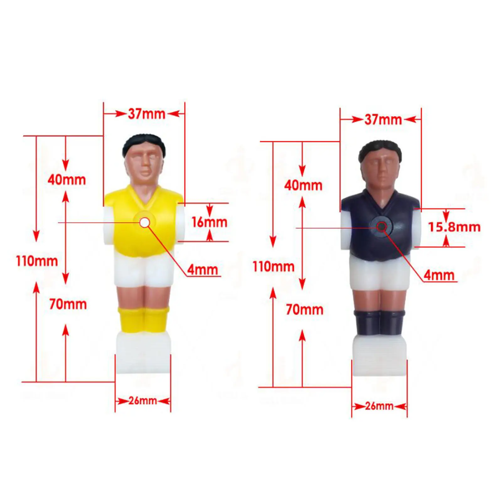 4x Foosball Men Soccer Table Guys Football Accessory 2 yellow 2 purple Soccer Player Man Replacements Set Table Parts