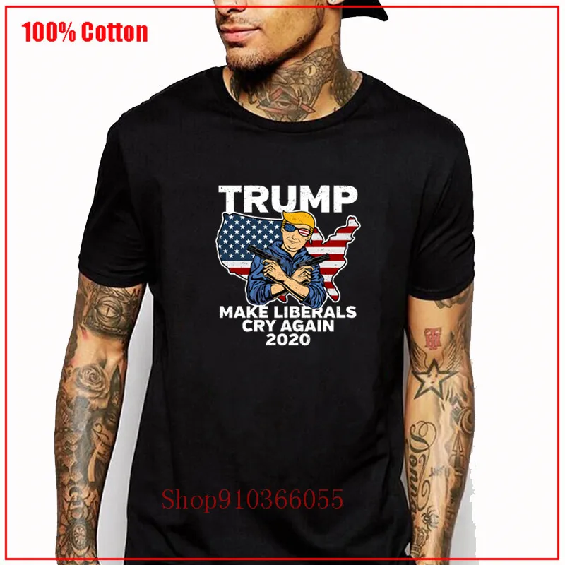 Trump Make Liberals Cry Again 2020Print Tshirts 100% Cotton Tops Streetwear Hipster Short Sleeve Shirt Natural cotton Unique | Мужская