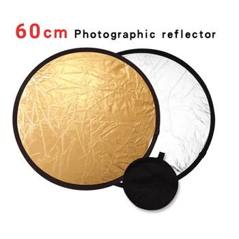 

24" 60cm Reflector 2 in 1 Handhold Collapsible Light Round Photography Silver gold Reflector for Studio Multi Photo Disc Diffuer