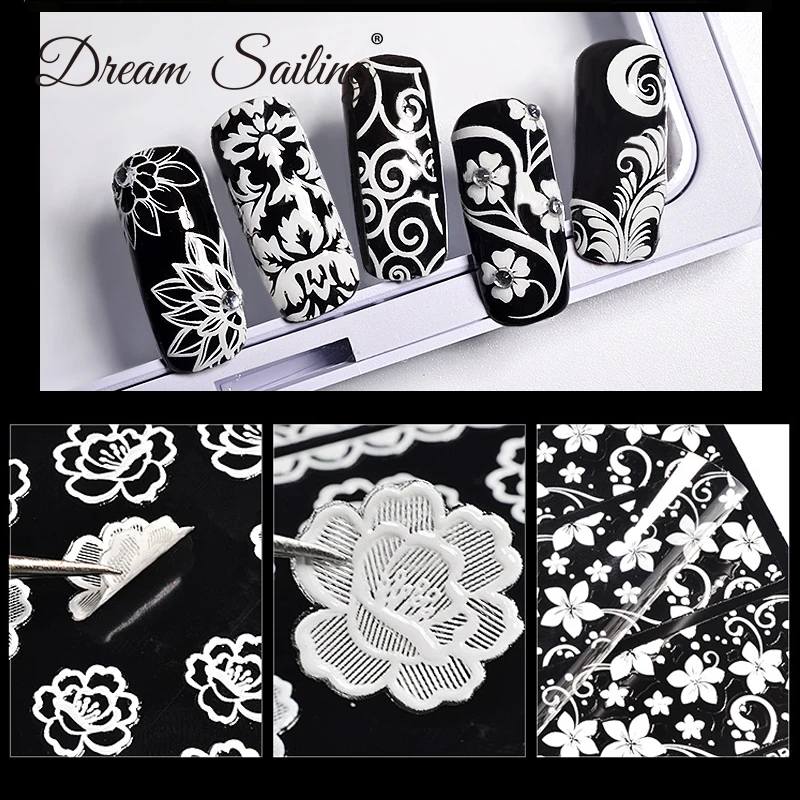 24 Sheet 3D Nail Stickers Cute Flower Manicure Stickers Nail Art Decals For Nail Manicure Tools Accessories