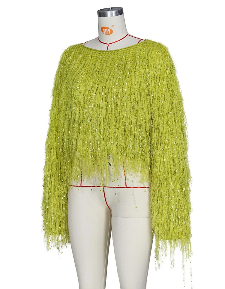 Karlofea женский осенне-зимний пуловер, свитер, модный топ с бахромой, вязаный уличная одежда, повседневная элегантная одежда, свитер