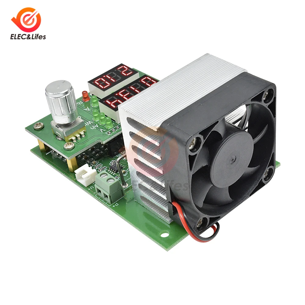 Koop 60W 30V 0 ~ 9.99A Constante Stroom Elektronische Belasting LCD Digitale Display Ontlading Batterij Capaciteit Meter Tester met koellichaam fan