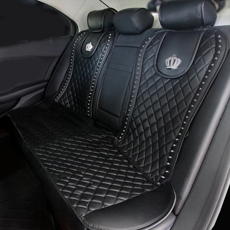 Leder Auto Sitz Abdeckung Diamant Krone Nieten Auto Sitzkissen Innen  Zubehör Universal Größe Vordere Sitze Abdeckungen Auto Styling