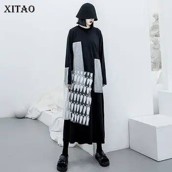 

XITAO Mesh Slim T Shirt Women Patchwork Elegant Pullover 2019 Autumn Small Fresh Pleated Casual Style Sheath Tee Top GCC2126
