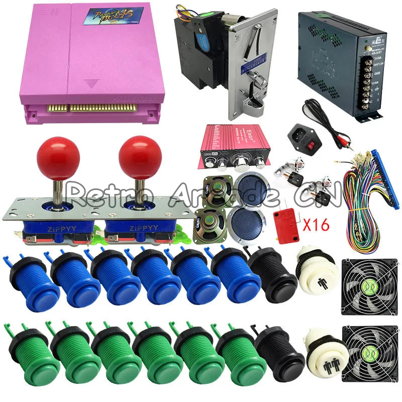 US $107.37 Arcade parts Bundles kit with Pandora Box 4S 815 in 1 upgraded version game board LED Joystick American Style Buttons coin mech