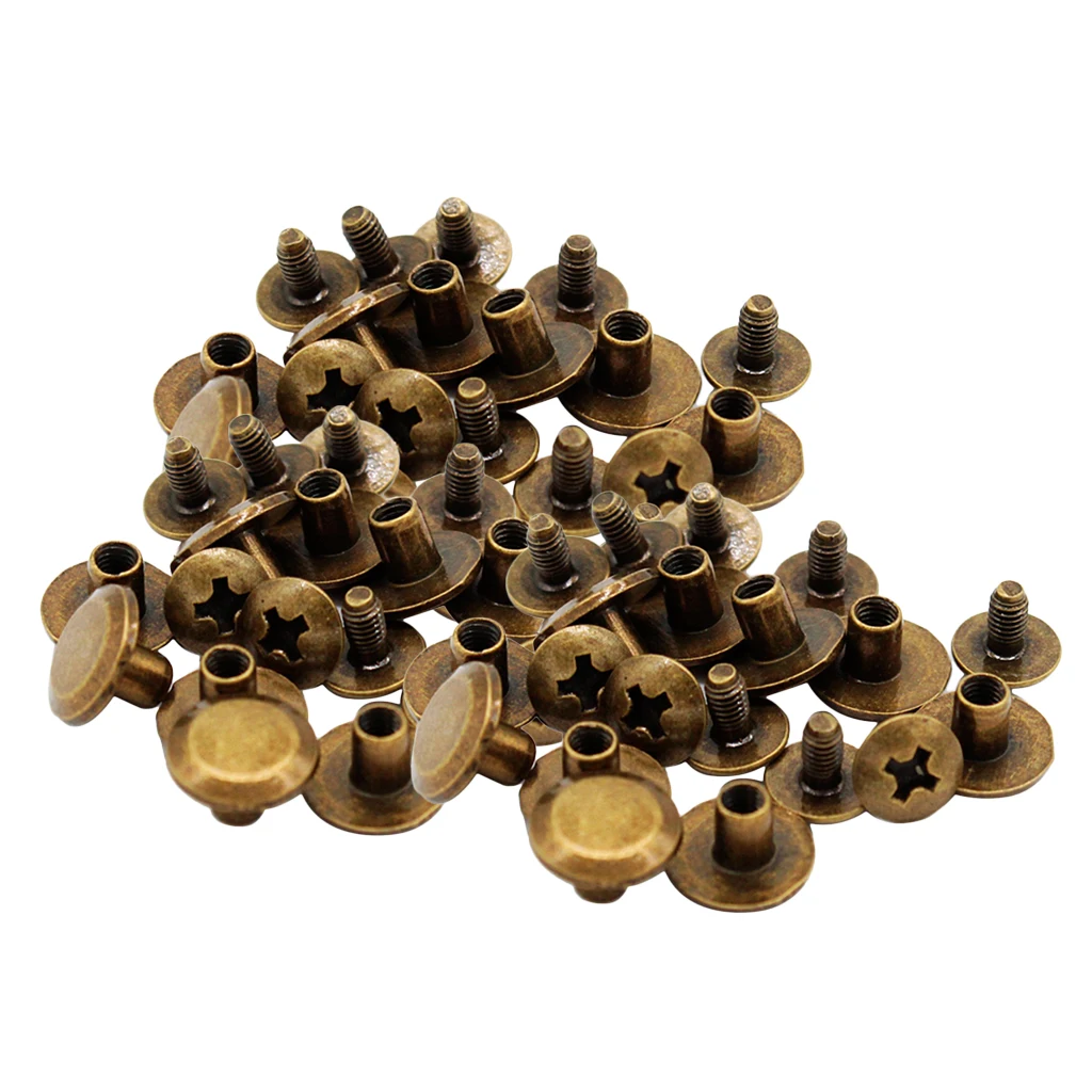 30 Sets Binding Chicago Screws Nail Rivets Studs For DIY Art Crafts 10x5mm