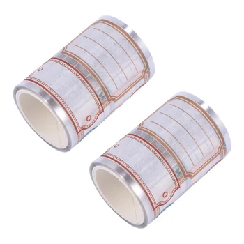 

2 Rolls Writable Adhesive Tape Simple Label Sticker Frame Blank Label Decorative Sticker for Scrapbook Notebook