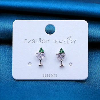 

S925 Pure Silver Earrings Exquisite Fashion Cup Ice Cream Zircon Female Earrings Girls Silver Earrings