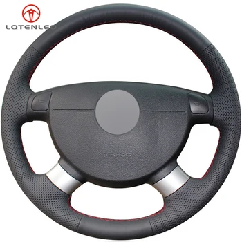 

LQTENLEO Black Genuine Leather Car Steering Wheel Cover For Chevrolet Lova Aveo Buick Excelle Daewoo Gentra Daewoo Lacetti Ravon