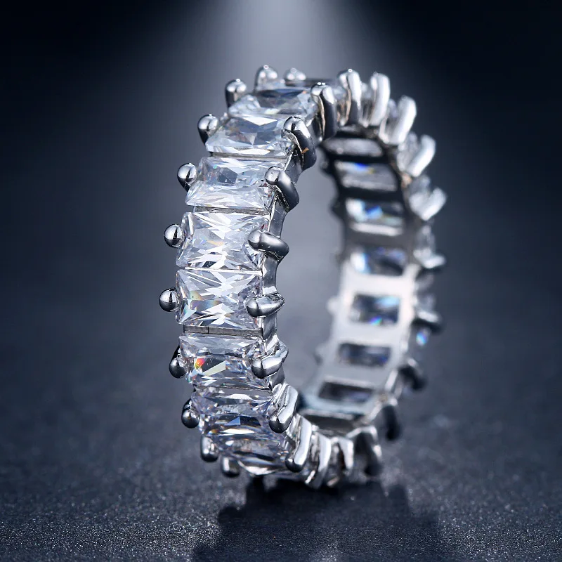 2021 New Silver Color Unique Design CZ Ring Paved Crystal from Swarovskis Zircon Fashion Women Jewelry | Украшения и аксессуары