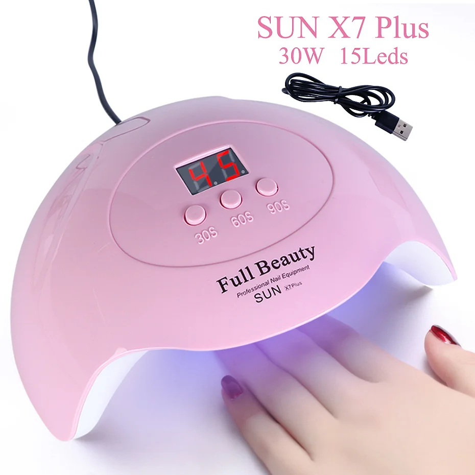 

30W UV LED Lamp for Manicure USB Nail Dryers Curing All Gels Polish Intelligent Sensor Timer Button Nail Art Tools LASunX7Plus-1