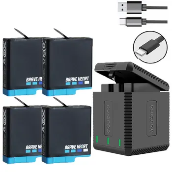 

high quatity Fully Decode Go pro Hero 8 Battery + 3 Port TYPE-C Charger For GoPro Go pro Hero 5 6 7 8 black Camera Accessories