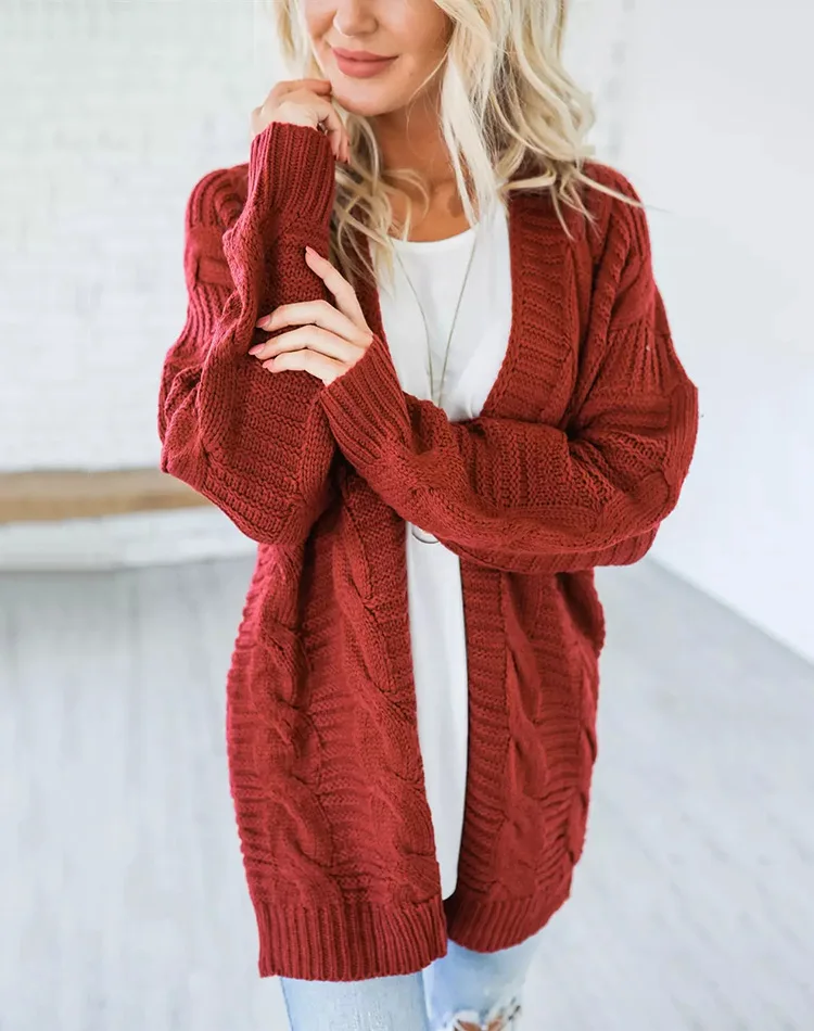 

Autumn Winter Thick Knit Sweater Women Cardigans Casual Loose Coat Ladies Knitted Jacket Cardigan Sweaters Elegant Pockets Tops