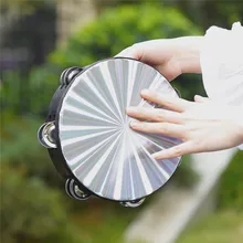 8 дюймов красочный ручной барабан двухрядный Jingle Ручной Ударный инструмент перкуссия Радуга Тамбурин лазерный Деревянный Бубен