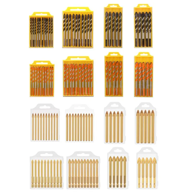 

5/10pcs 6/8/10/12mm Triangle Spiral Tile Drill Bits Electric Tools Concrete Ceramic Glass DIY Saw Drilling