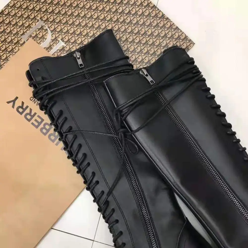 over knee boots womens shoes Leather boots women luxury boots winter high quality women shoes zip size 35-40