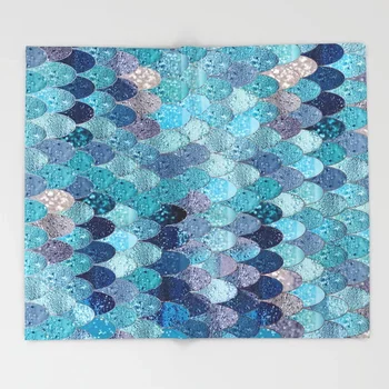 

Mermaid Cartoon Throws for Sofa Cute Design Summer Mermaid Dark Teal Blankets Christmas Decorations for Home Custom Blanket