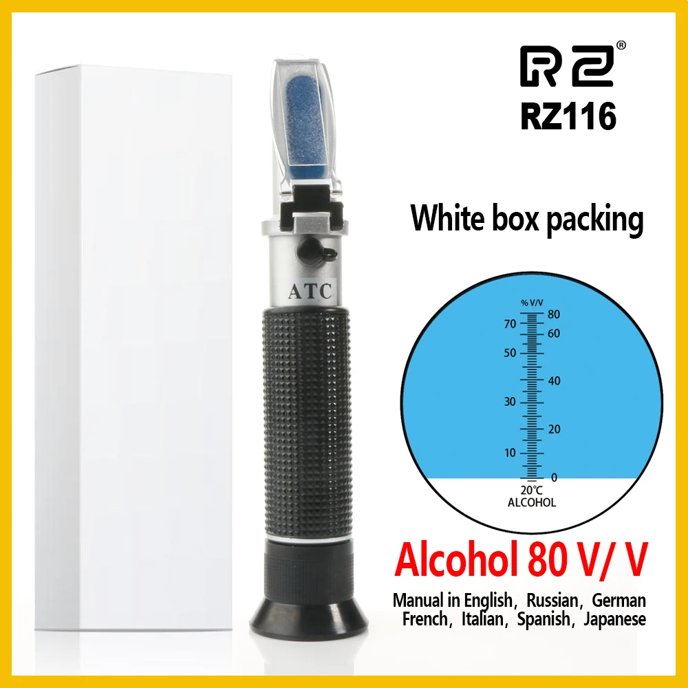 Alcohol Refractometer Alcoholometer Wine Tester 0~80%V/V ATC Handheld Hydrome... 