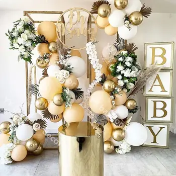 

Latex Balloons Retro Skin Color DIY Balloon Garland Arch Kit Chome Gold Wedding Birthday Party Baby Shower Globos Decorations