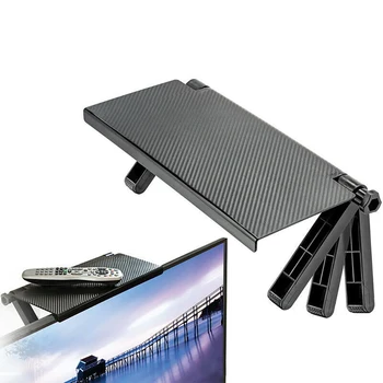 

Foldable smart TV box stand mounted on TV computer moniter multifunctional bracket tools free install screen top shelf rack