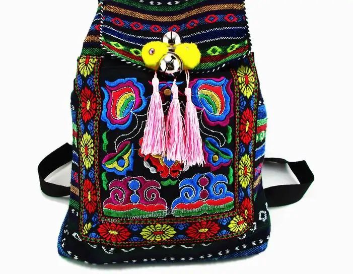 Tribal Vintage Hmong Thai Indian Ethnic Embroidery Bohemian rucksack Boho hippie ethnic bag backpack bag L size SYS-170E